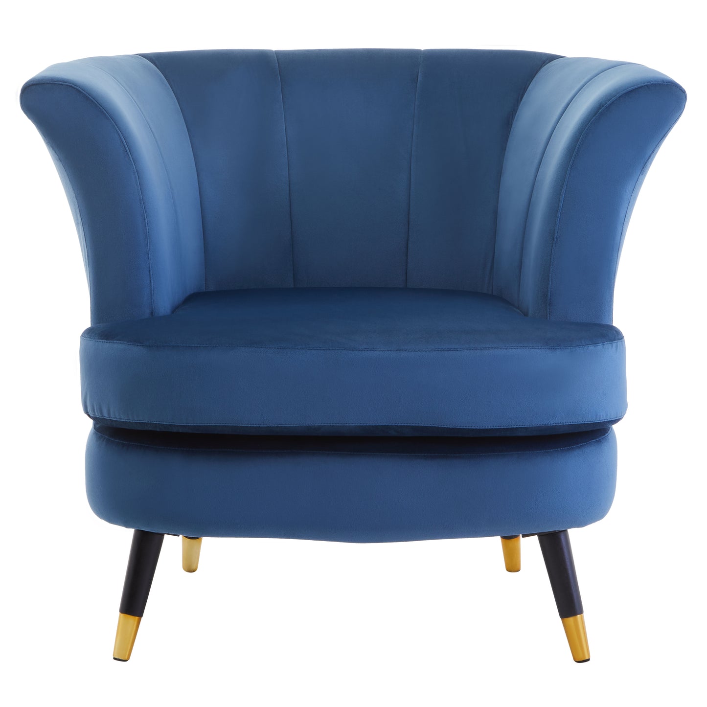 Lavinia Midnight Blue Velvet Curved Accent Chair