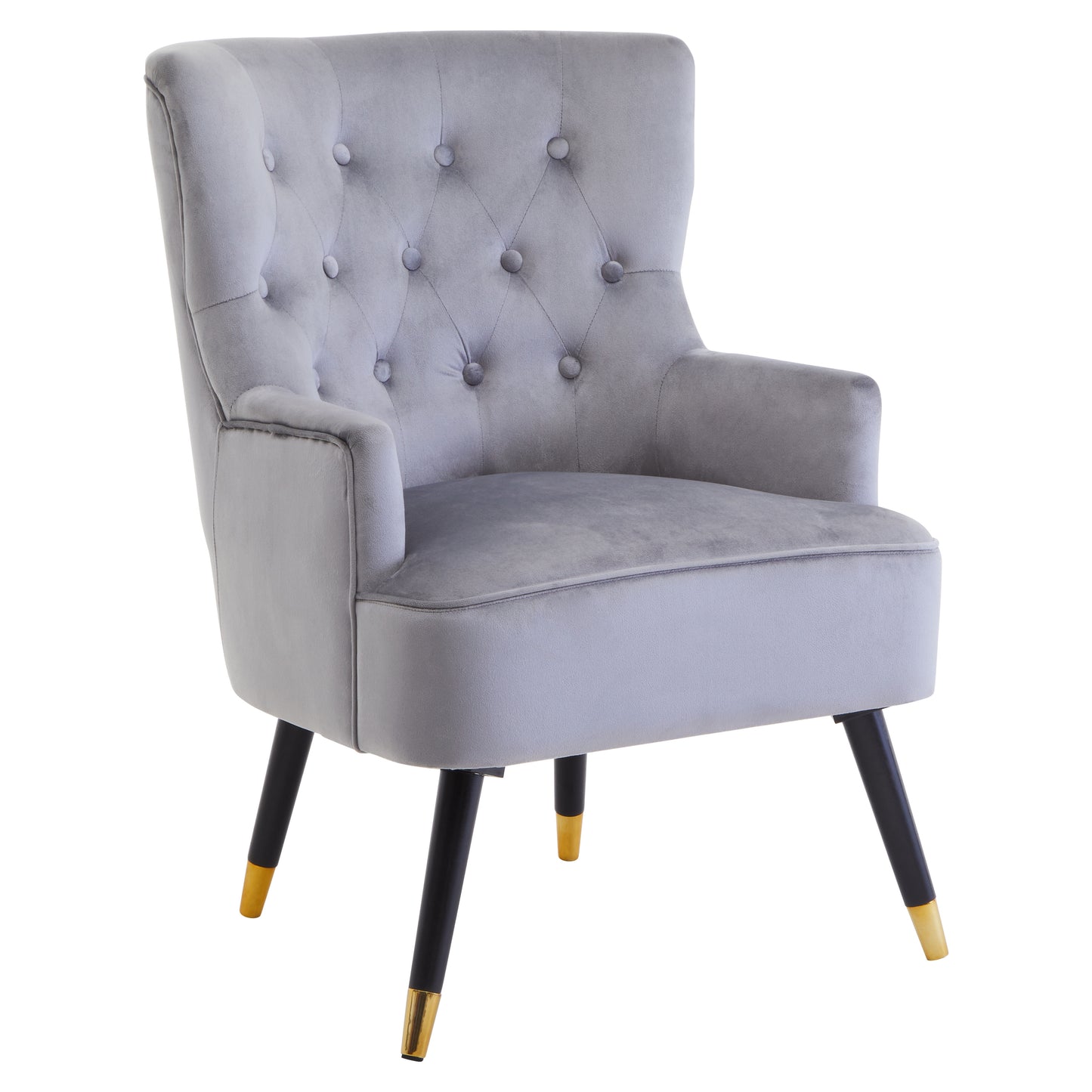 Lavinia Grey Velvet Tufted Chair