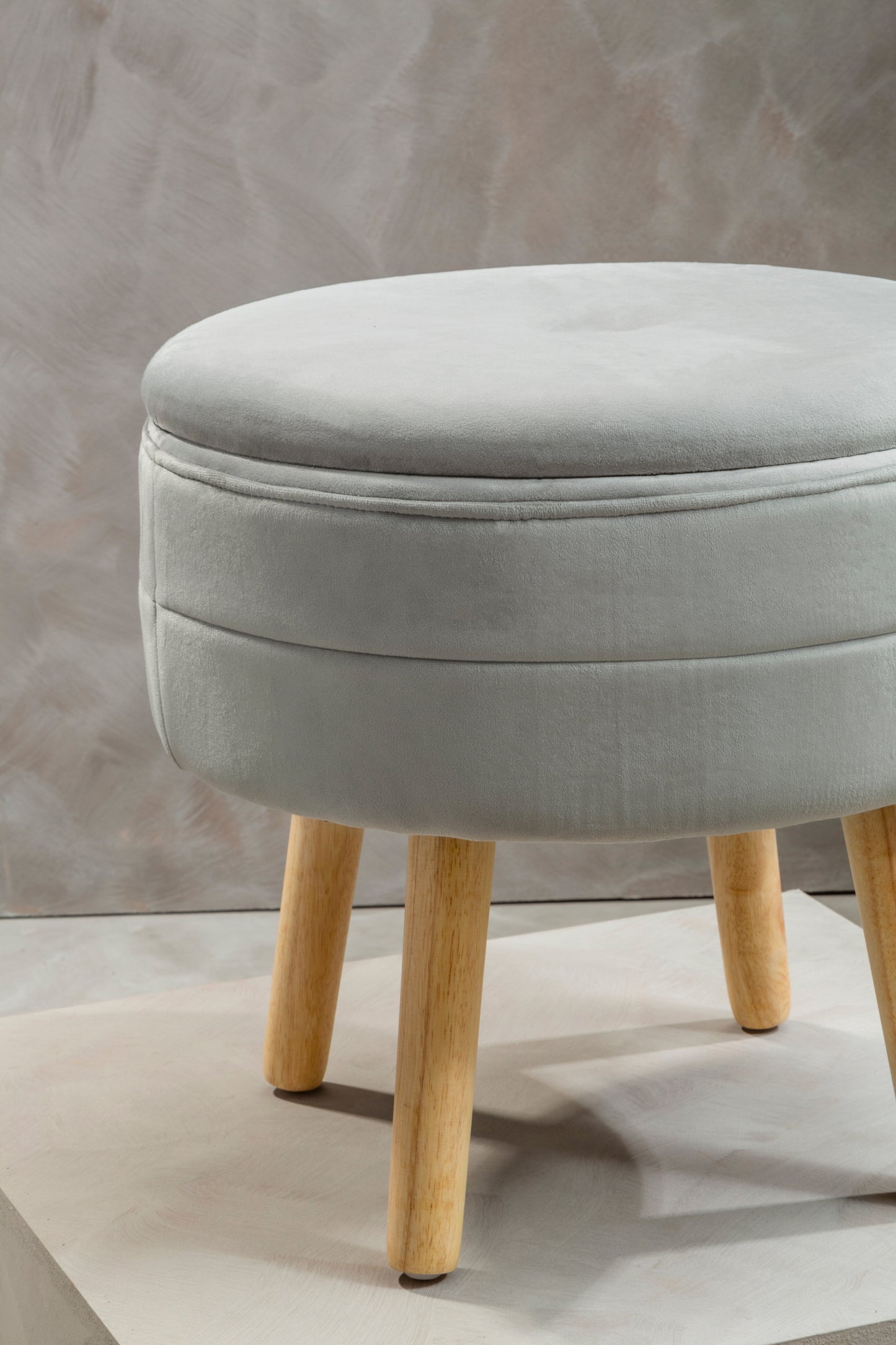 Alice Grey Velvet Stool