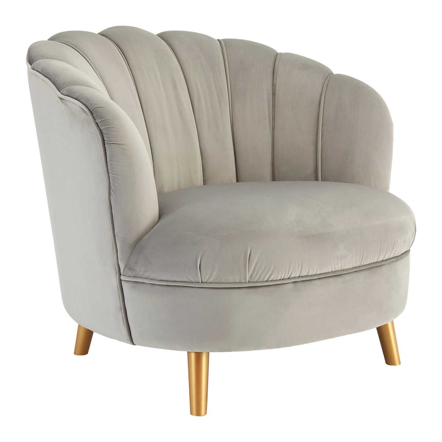 Maeve Grey Velvet Chair With Gold Wood Legs