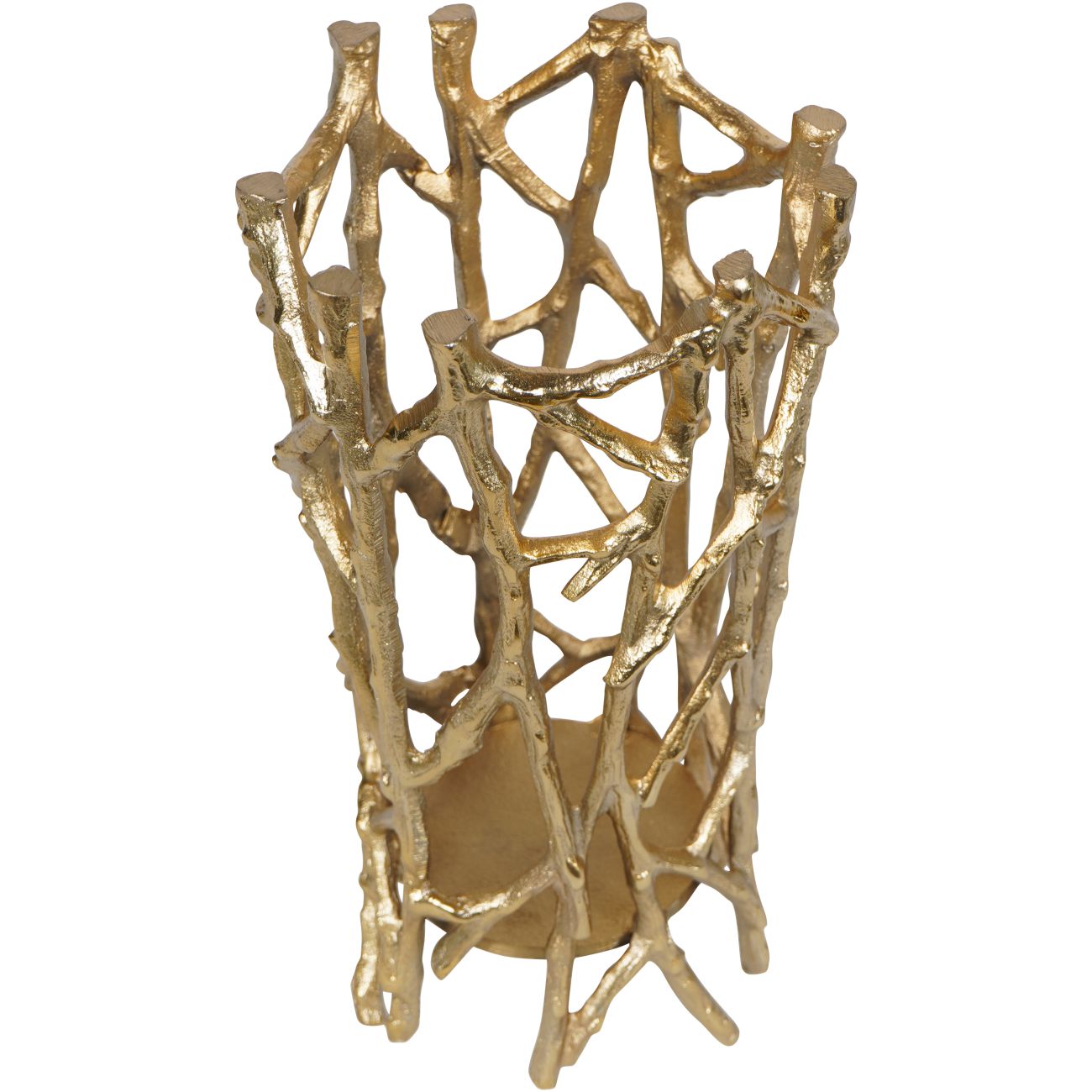 Twig Gold Round Pillar Holder Large