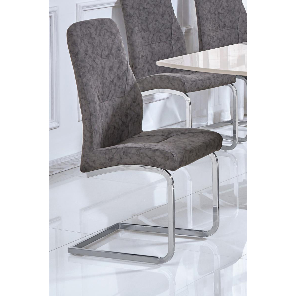 Belarus Patterned PU Chairs Chrome & Grey