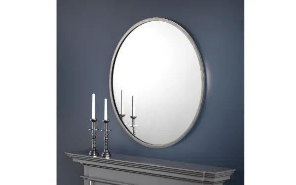 Octave Round Pewter Wall Mirror