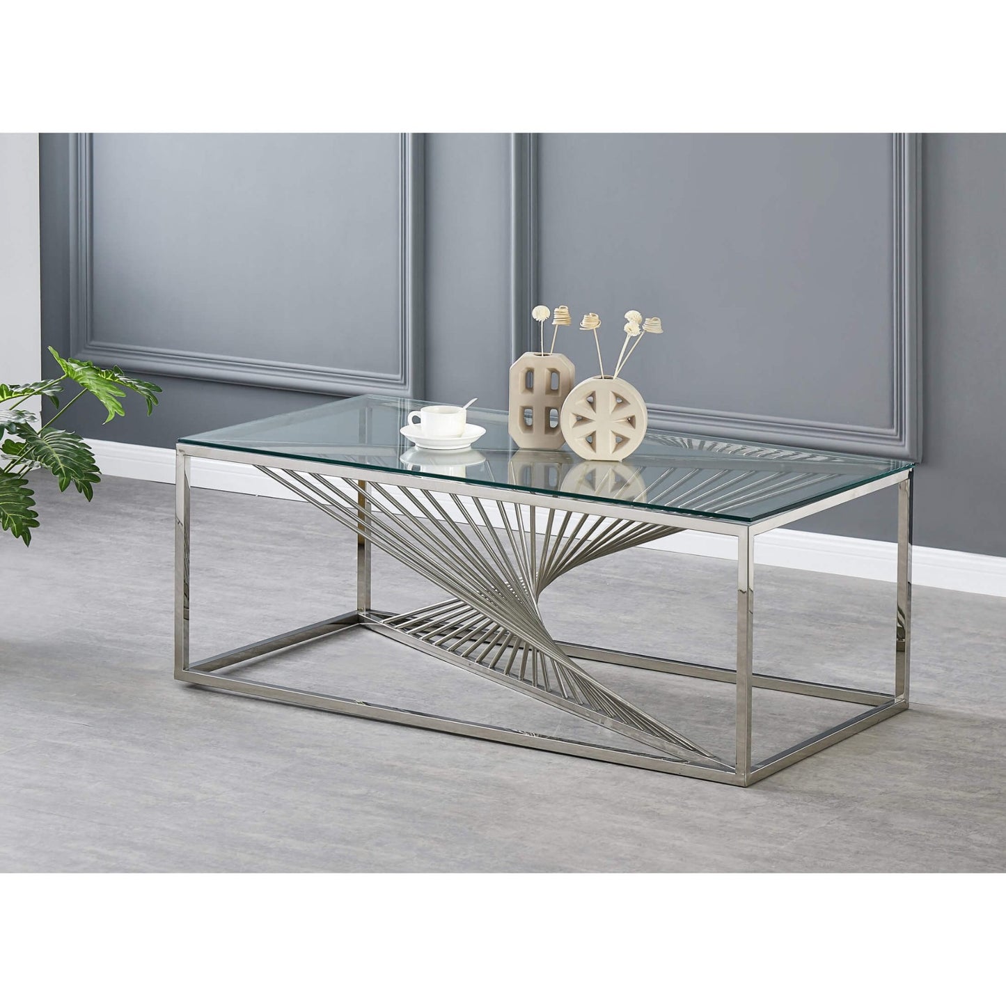 Glass Coffee Table Silver