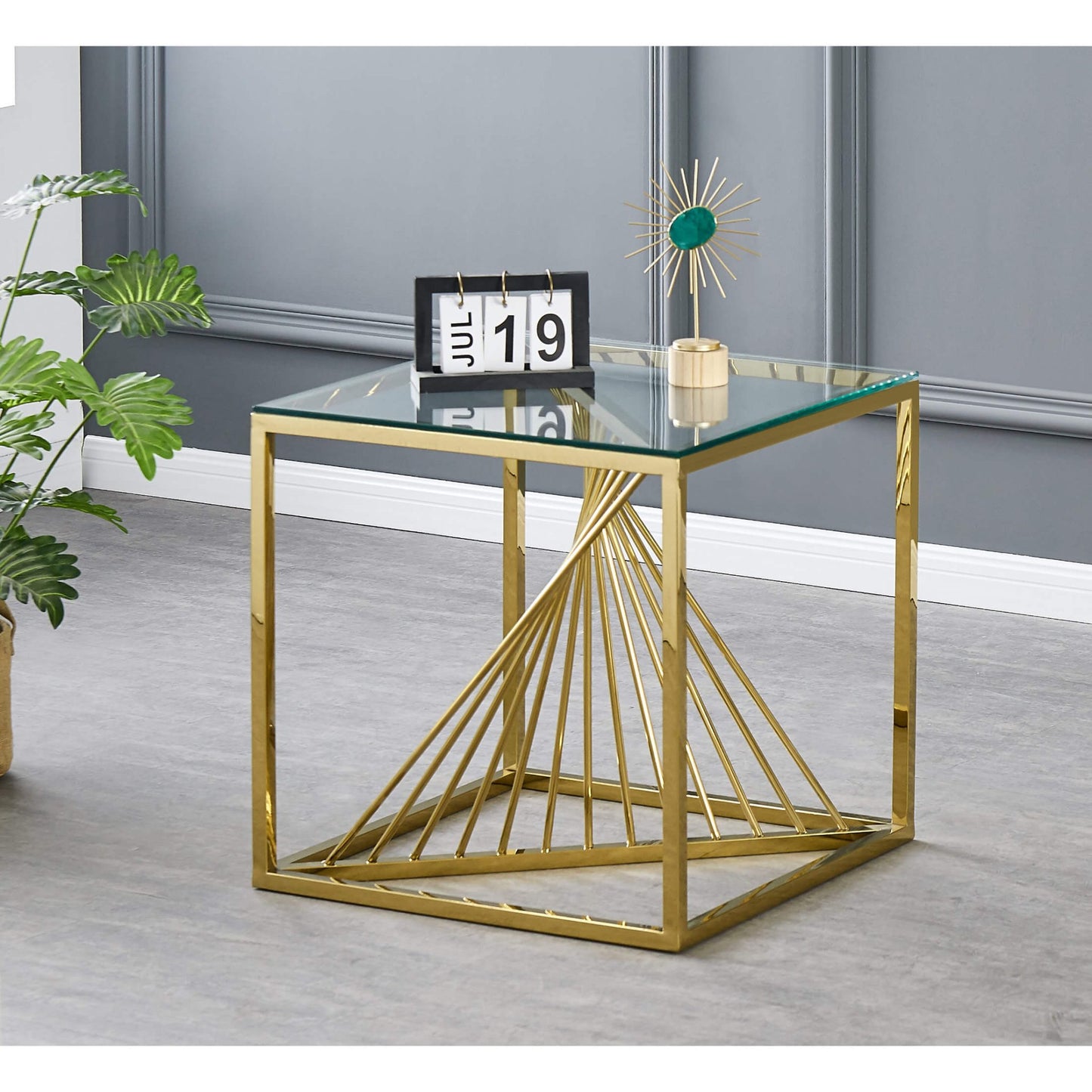 Glass Lamp Table Gold