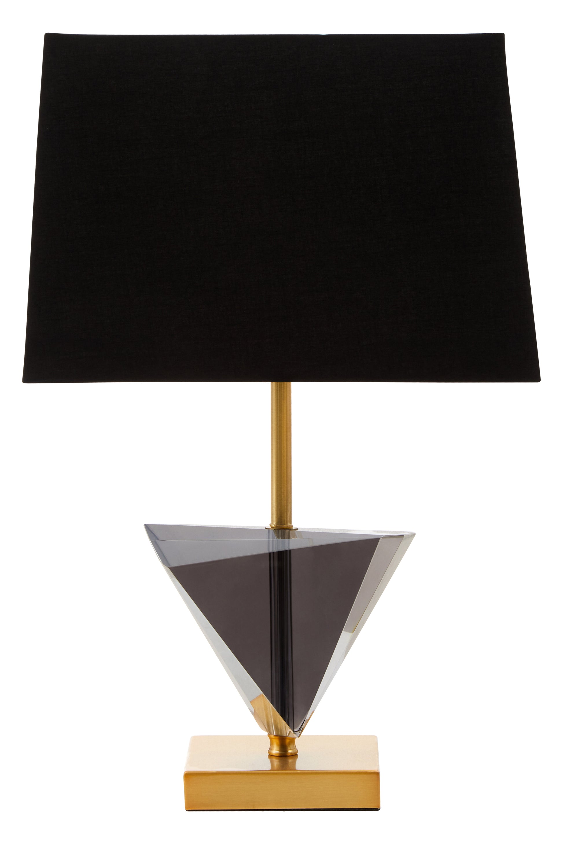 Smoked Crystal Table Lamp with Gold Metal