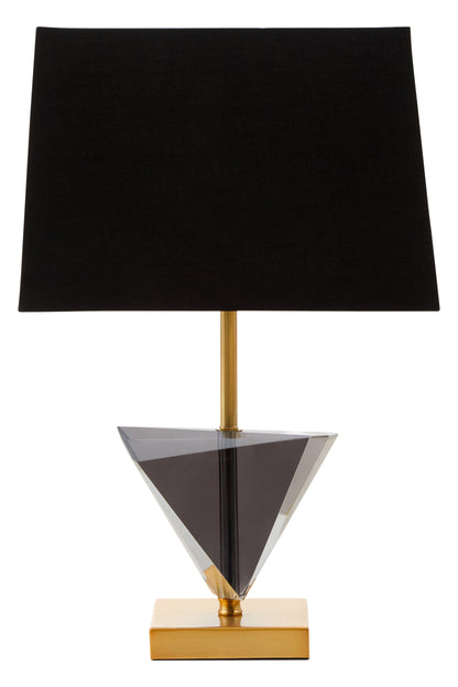 Smoked Crystal Table Lamp with Gold Metal