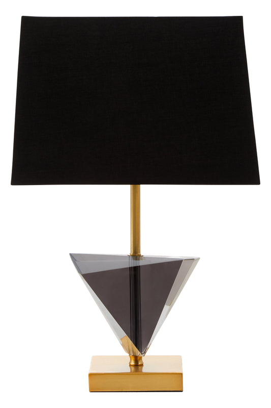 Smoked Crystal Table Lamp with Gold Metal