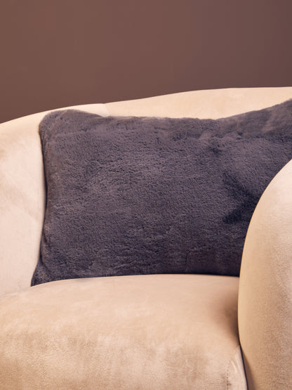 Grey Rectangular Fur Cushion