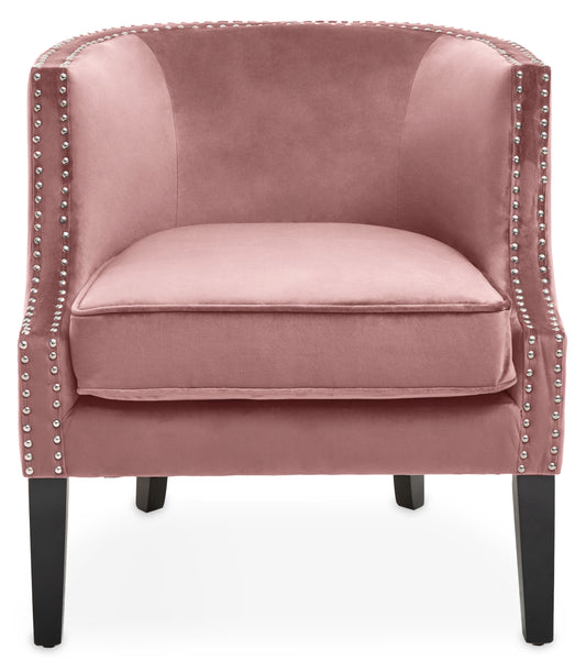 Pink Velvet Studded Chair