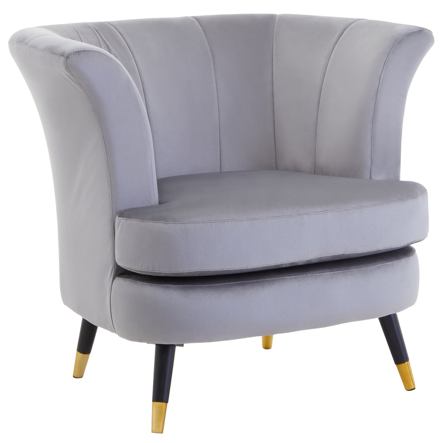 Lavinia Grey Velvet Curved Accent Chair