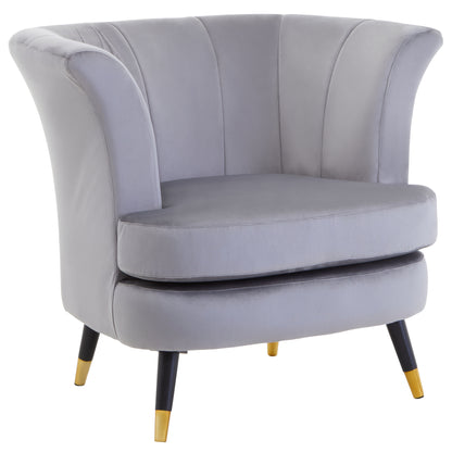 Lavinia Grey Velvet Curved Accent Chair