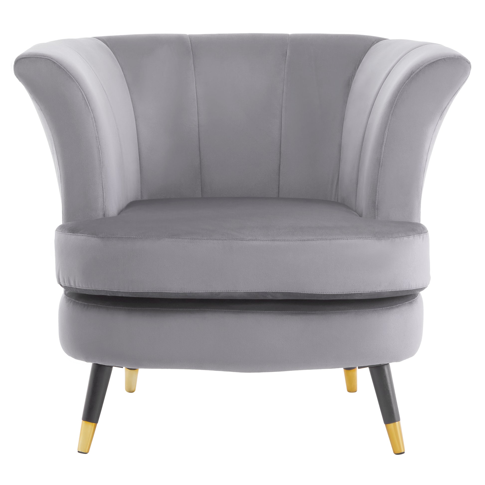 Lavinia Grey Velvet Curved Accent Chair