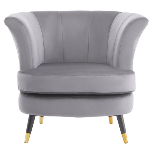 Lavinia Grey Velvet Curved Accent Chair