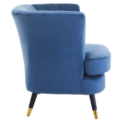 Lavinia Midnight Blue Velvet Curved Accent Chair