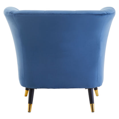 Lavinia Midnight Blue Velvet Curved Accent Chair