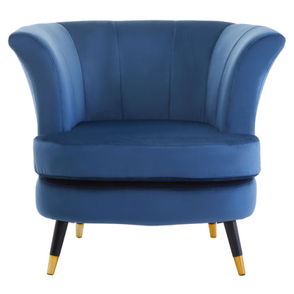Lavinia Midnight Blue Velvet Curved Accent Chair