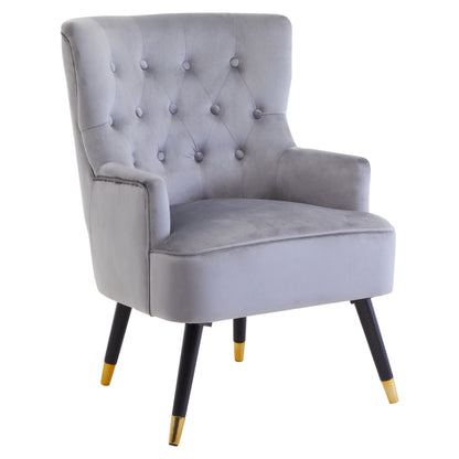 Lavinia Grey Velvet Tufted Chair