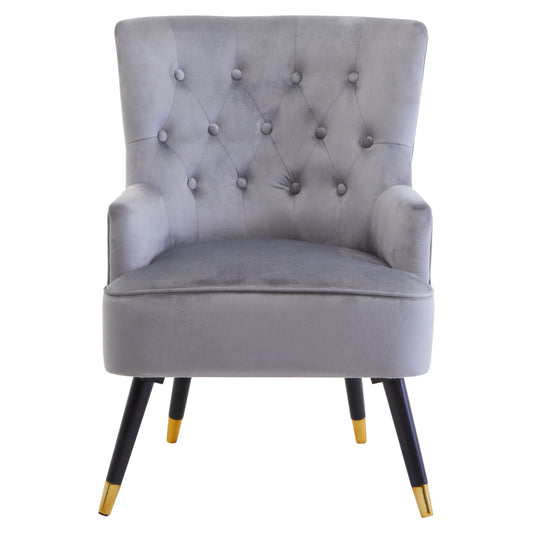 Lavinia Grey Velvet Tufted Chair