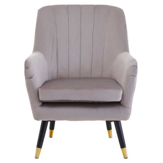 Maeve Mink Velvet Accent Chair With Black Legs