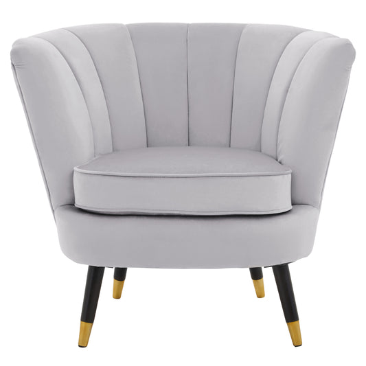 Grey Velvet Shell Accent Chair
