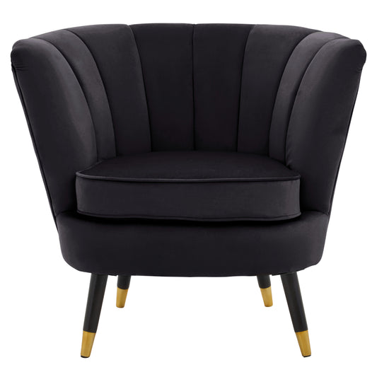 Black Velvet Shell Accent Chair
