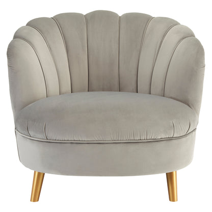 Maeve Grey Velvet Chair With Gold Wood Legs