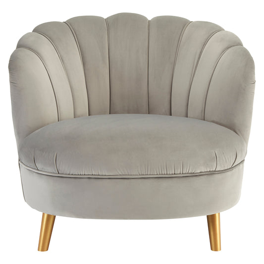 Maeve Grey Velvet Chair With Gold Wood Legs