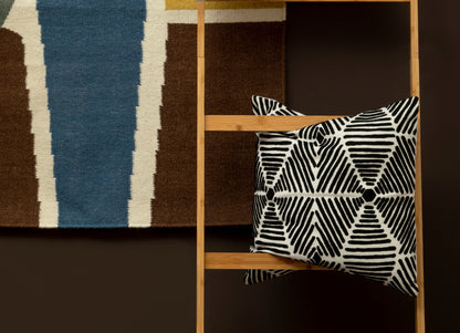 Aria Black And White Square Embroidered Cushion