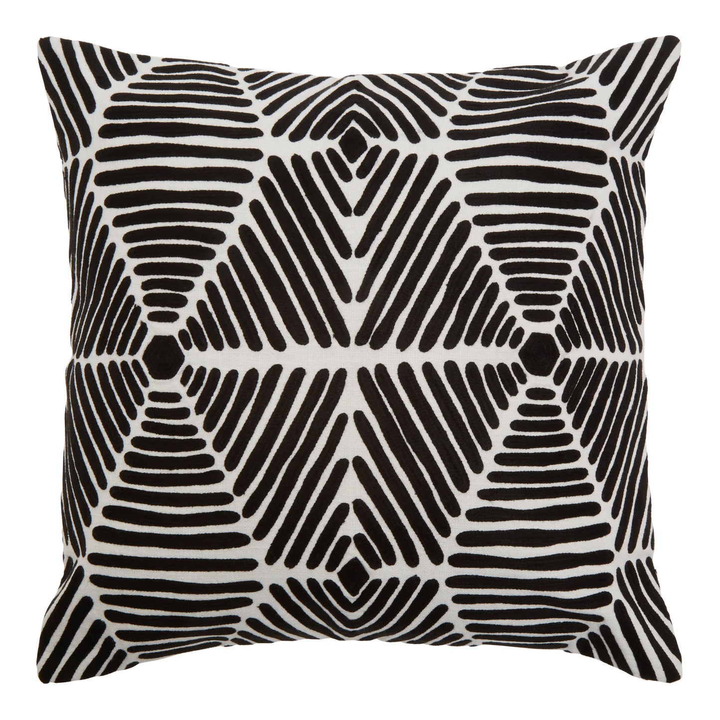 Aria Black And White Square Embroidered Cushion