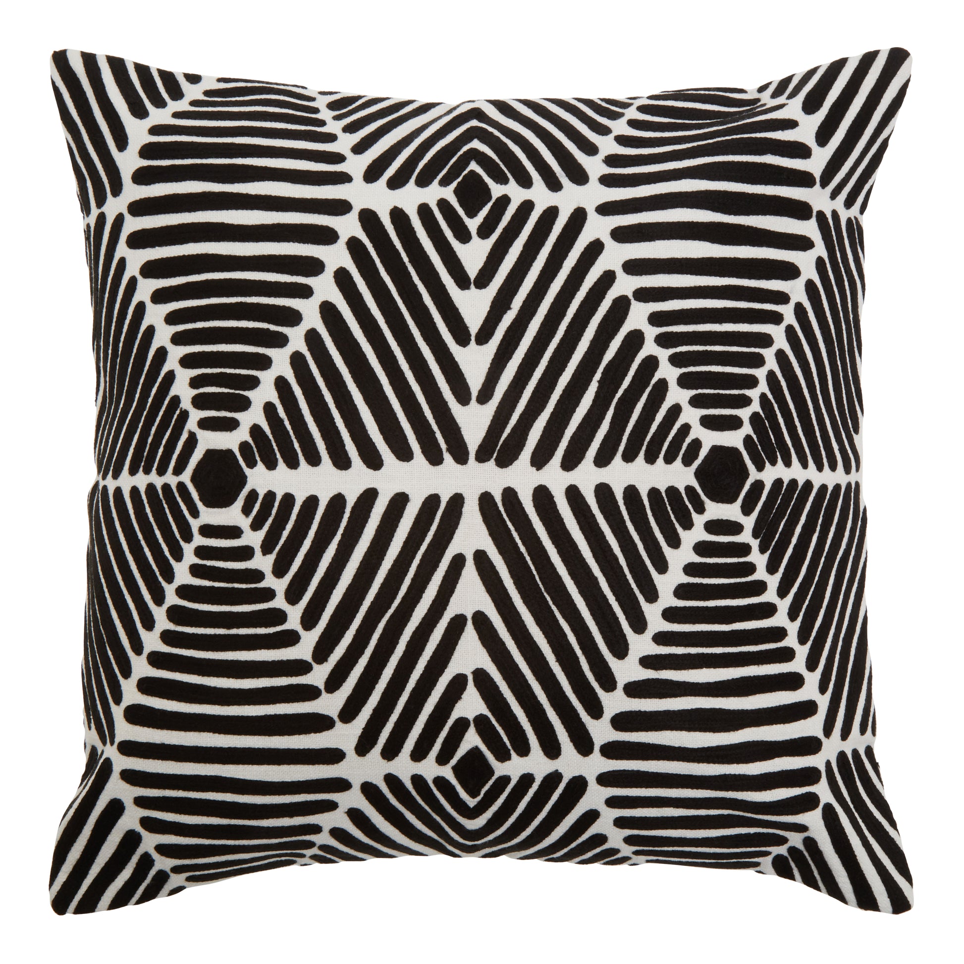 Aria Black And White Square Embroidered Cushion