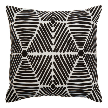 Aria Black And White Square Embroidered Cushion