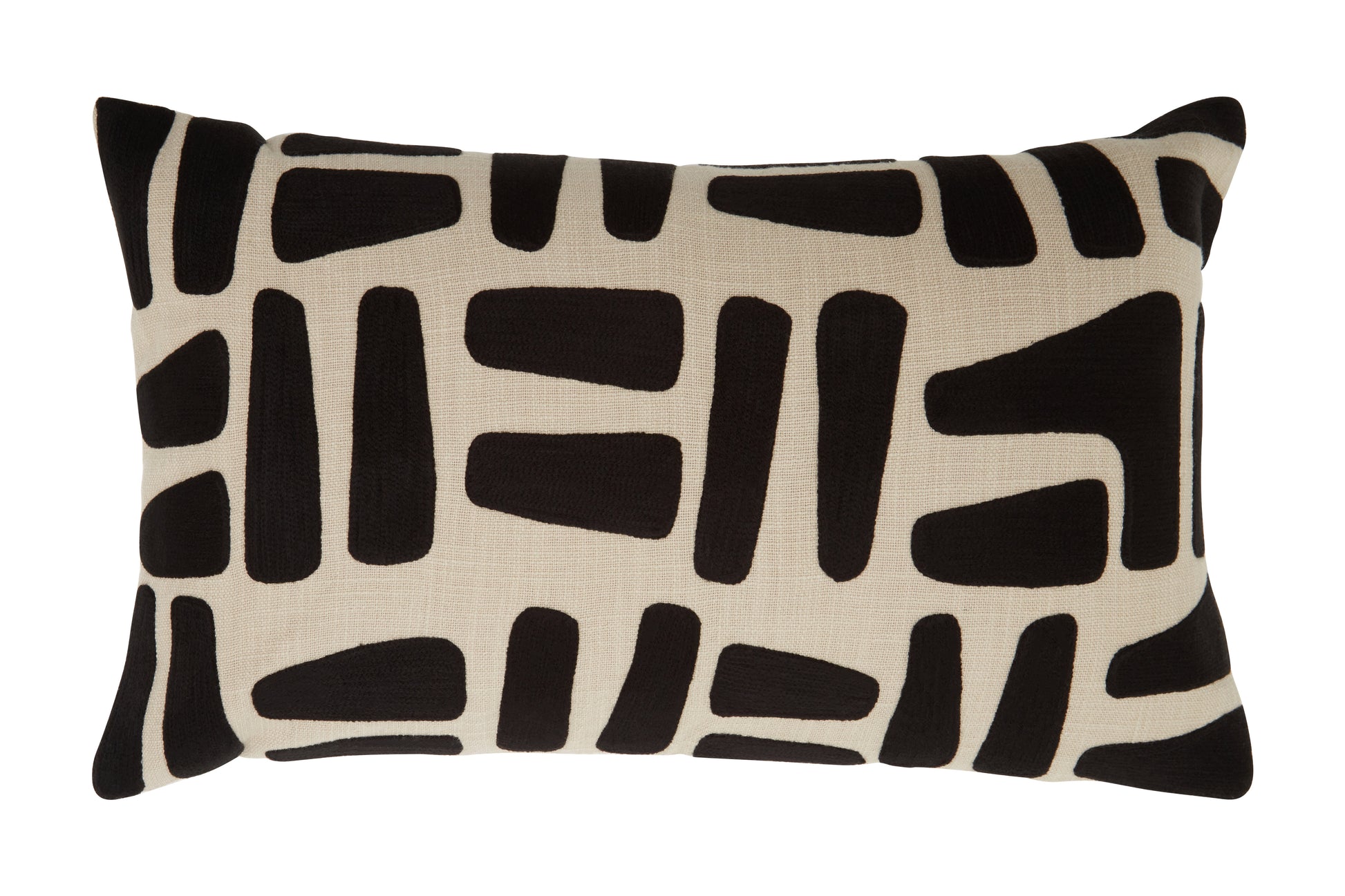 Natural And Black Rectangular Cushion