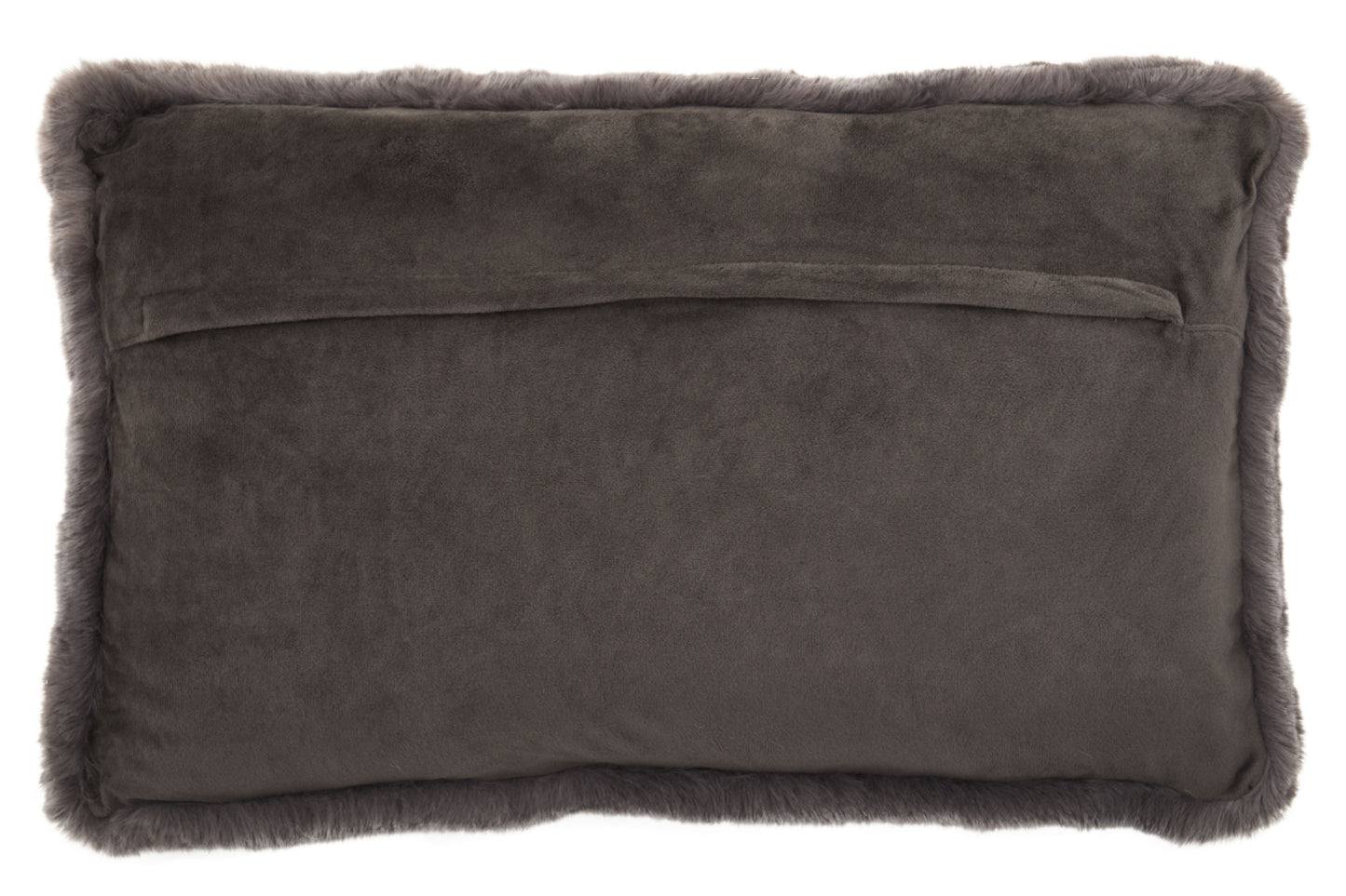 Grey Rectangular Fur Cushion