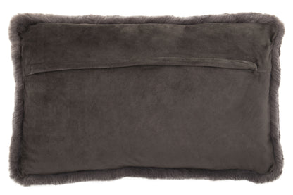 Grey Rectangular Fur Cushion