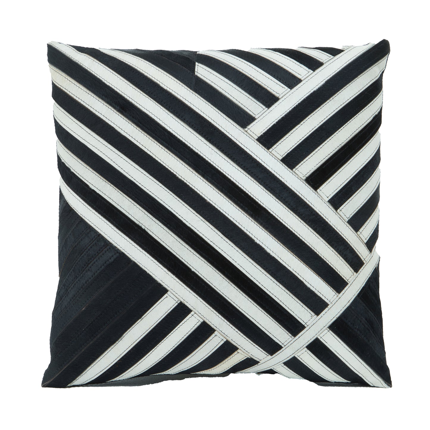 Black And White Stripe Leather Cushion