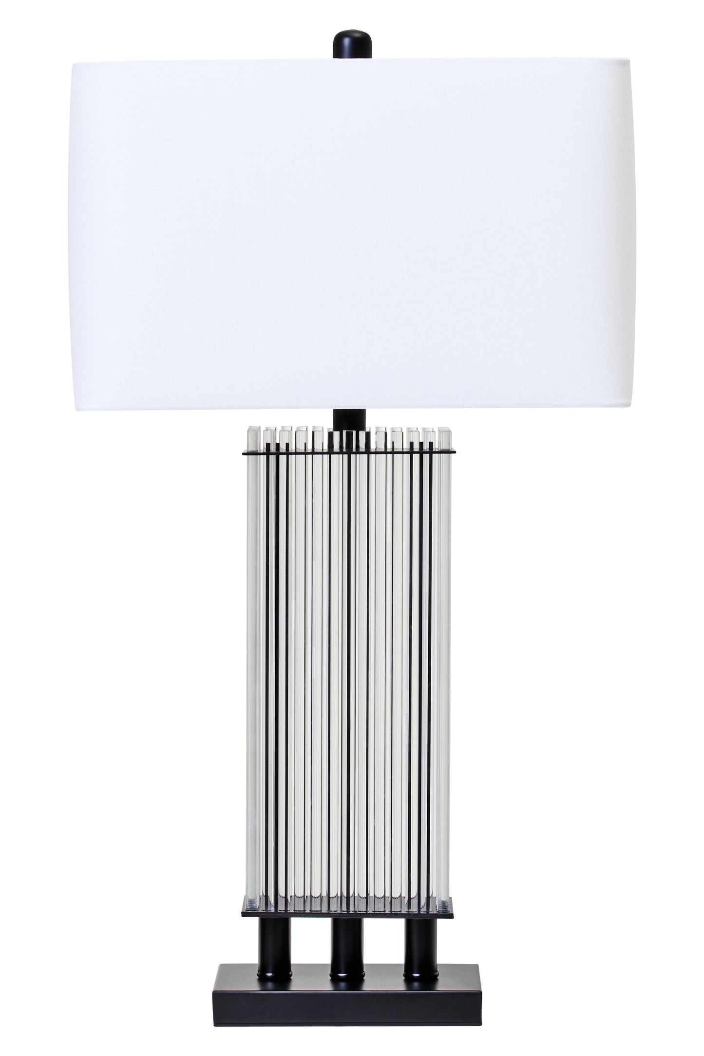 Adeline Table Lamp With Matte Black Base - Ivory Shade