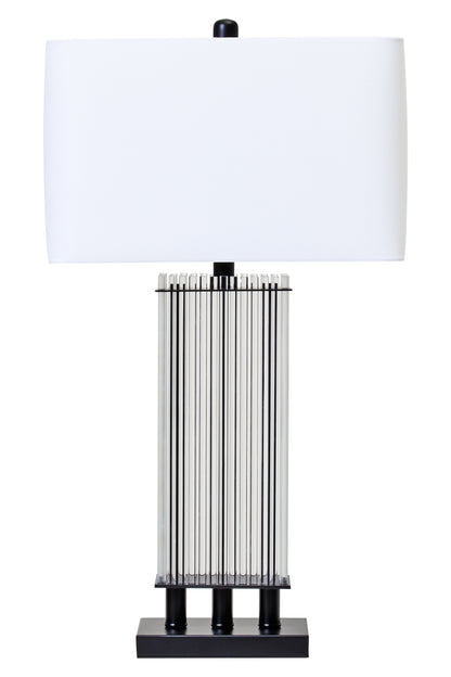 Adeline Table Lamp With Matte Black Base - Ivory Shade