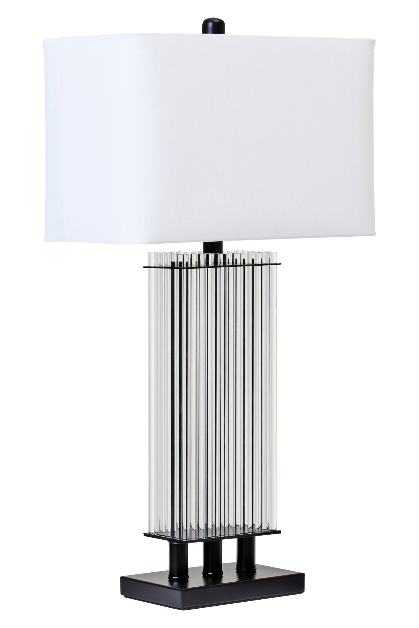 Adeline Table Lamp With Matte Black Base - Ivory Shade