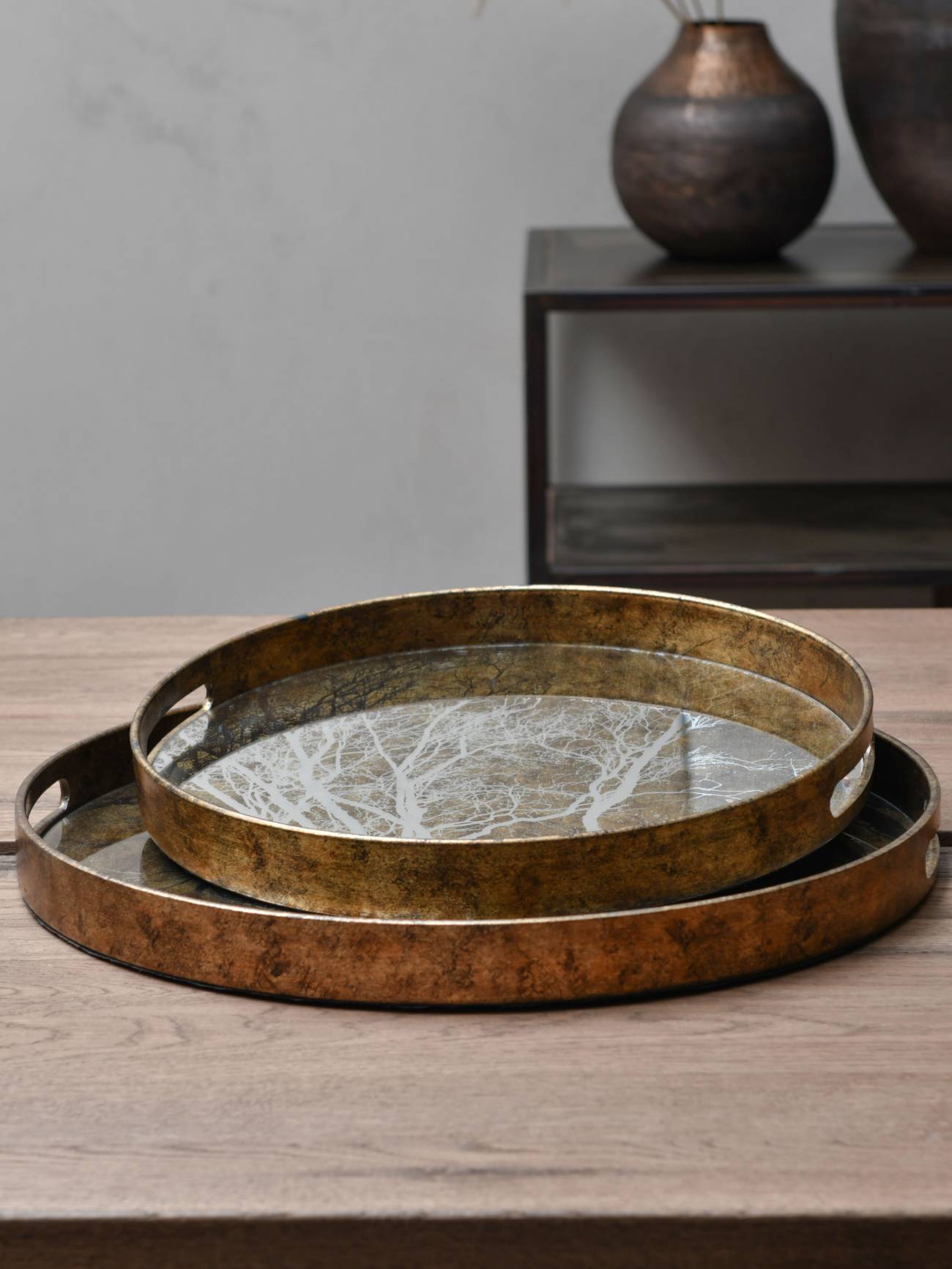 Vienna Antique Gold Set Of 2 Tree Trays