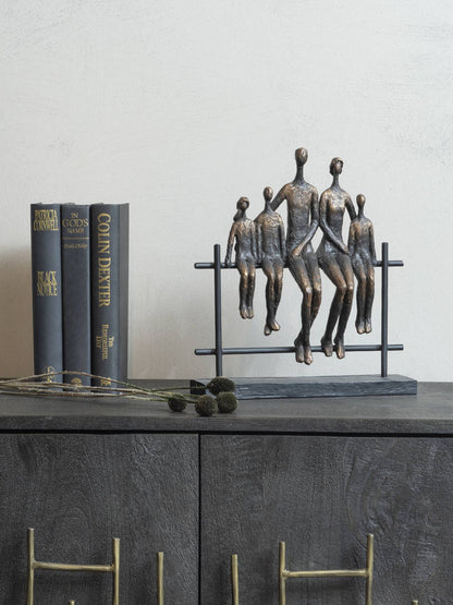 Duxford Antique Bronze Bench Family of Five Sculpture