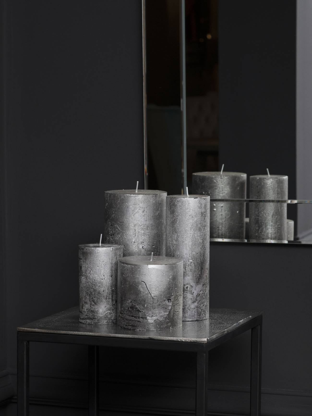 Black and Silver Ombre Pillar Candle 10x10cm