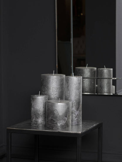 Black and Silver Ombre Pillar Candle 10x10cm