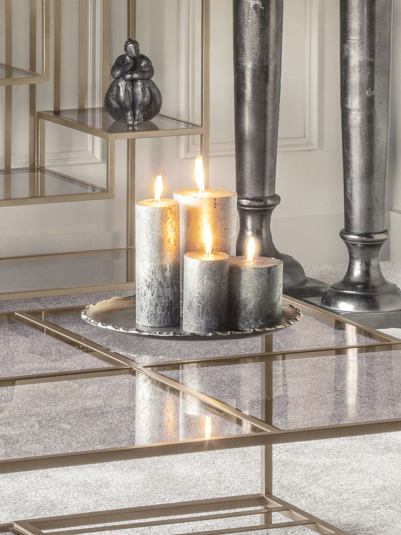 Black and Gold Ombre Pillar Candle 7x19cm