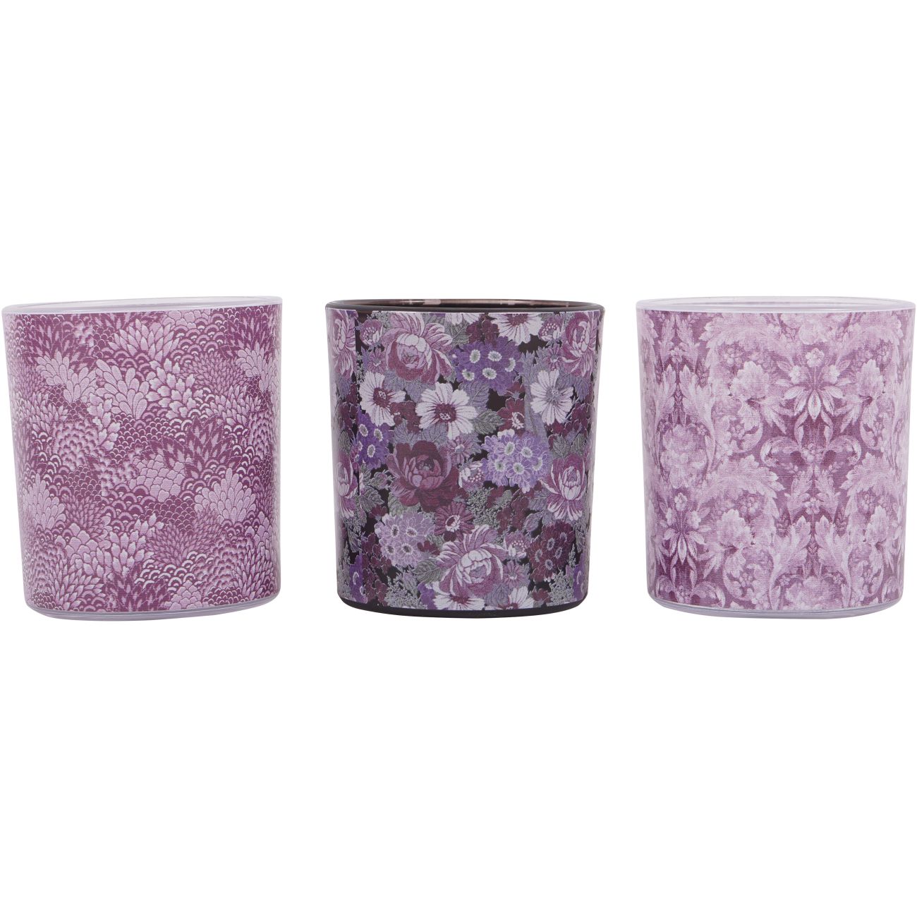 Set Of 3 Honington Peony Mixed Glass Votives