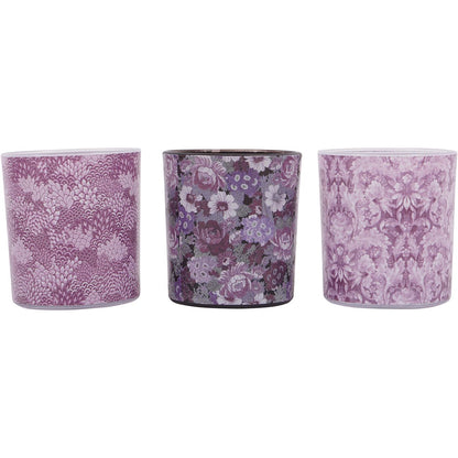Set Of 3 Honington Peony Mixed Glass Votives