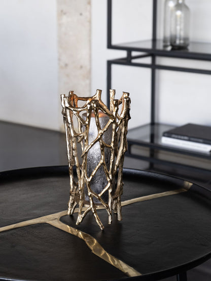 Twig Gold Round Pillar Holder Large