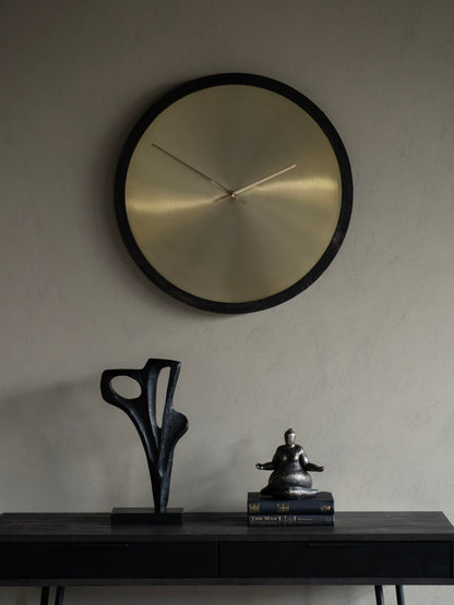 Iron Dial Wall Clock with Wooden Frame L