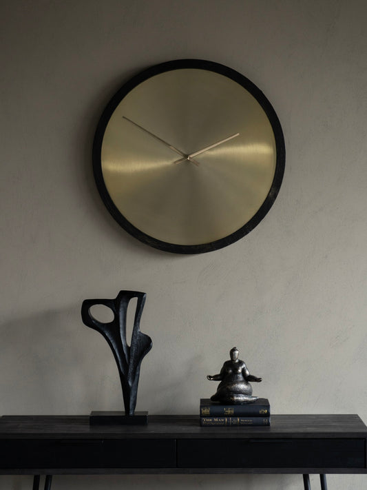 Iron Dial Wall Clock with Wooden Frame L