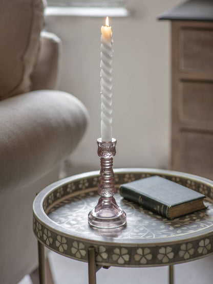 Pink Glass Candlestick